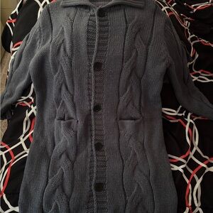 Women's Cable Knit Cardigan Sweater - Gray